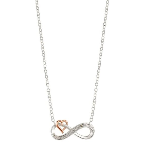 Brilliance Two‑Tone Infinity Heart Necklace – Swarovski Crystals 18" Chain - Picture 4 of 7